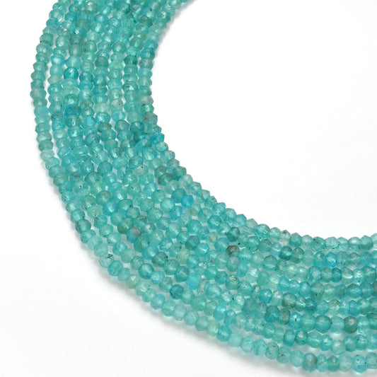 Natural Blue Apatite Rondelle Faceted Gemstone Beads 13" Strand
