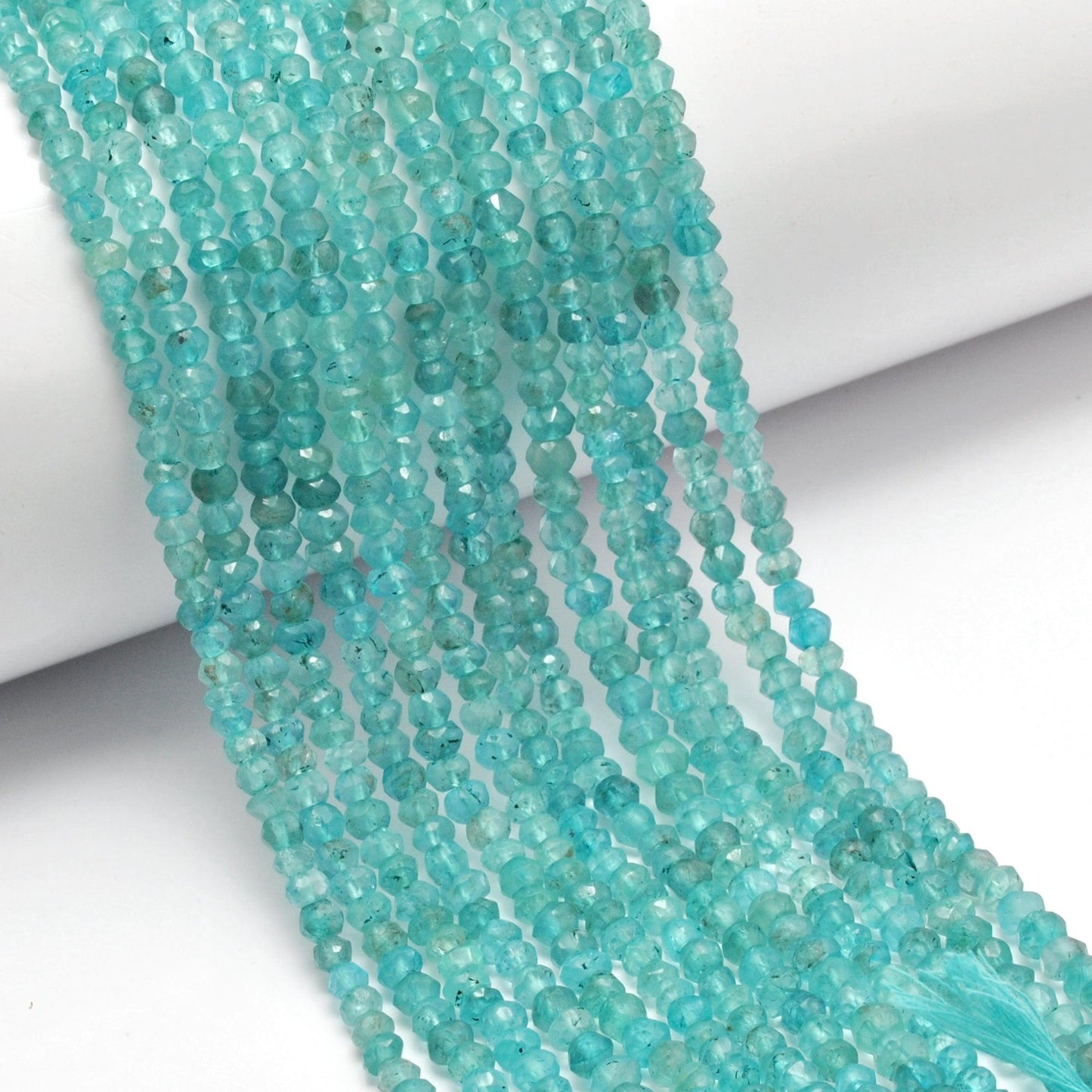 Natural Blue Apatite Rondelle Faceted Gemstone Beads 13" Strand
