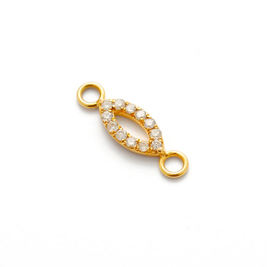 14 karat Solid Yellow Gold White Diamond Double Loop Charm 14.5mm - view 3
