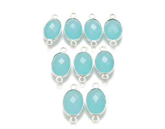 Aqua Chalcedony Oval Bezel Connector - view 3