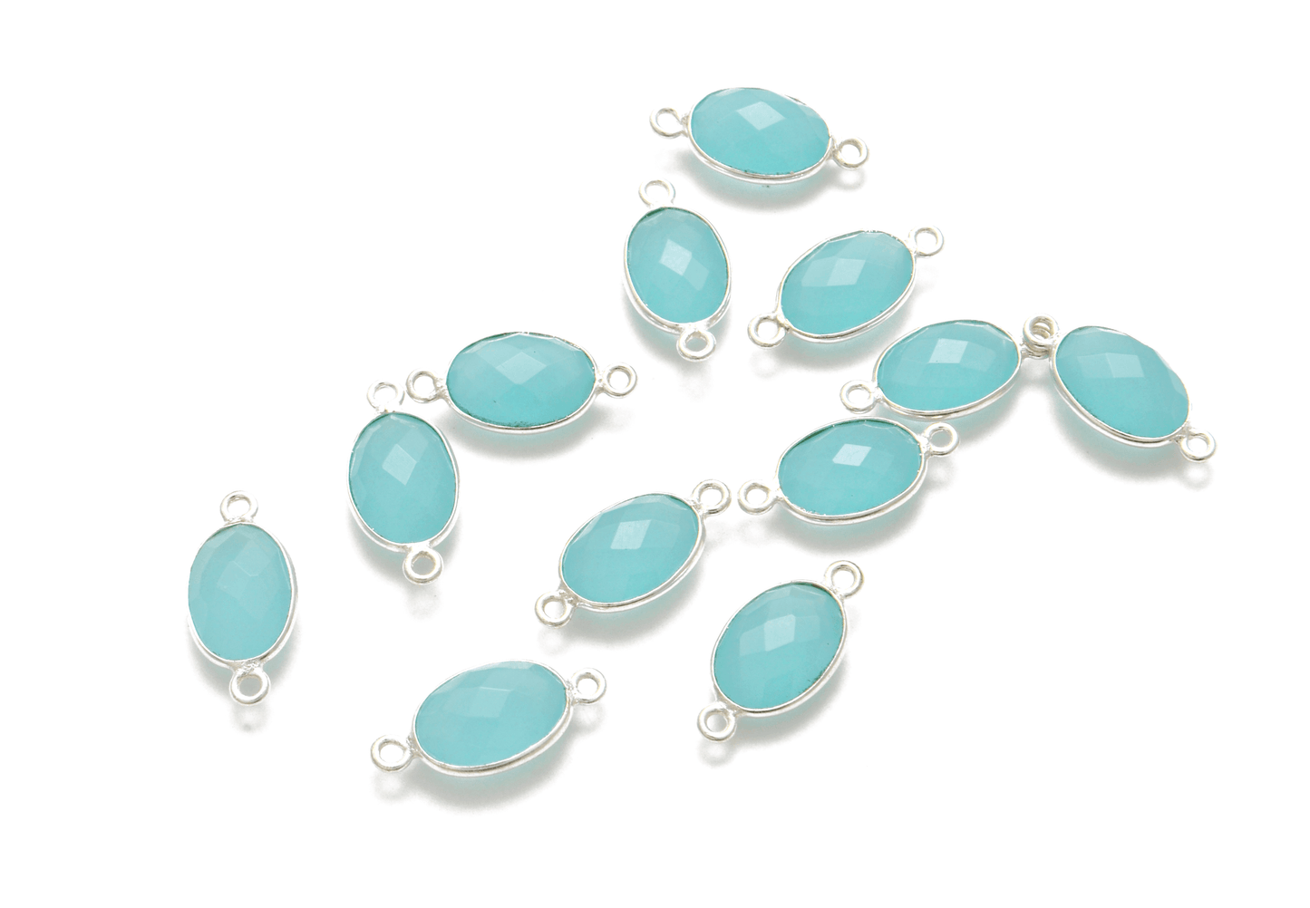 Aqua Chalcedony Oval Bezel Connector