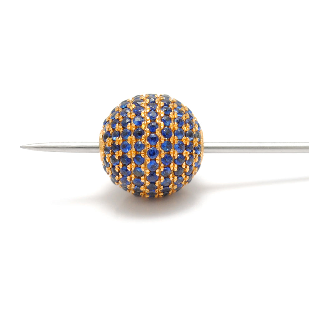 14k Solid Yellow Gold Blue Sapphire Ball Spacer Beads 10 mm