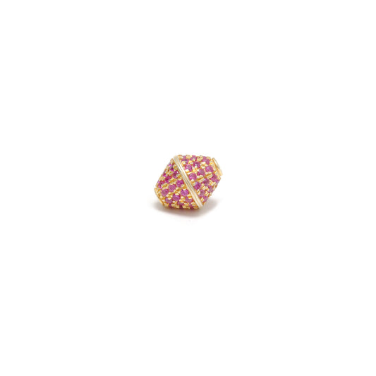 Sterling Silver and Pave Diamond Ruby Blue Sapphire Beads DIY Craft For Jewelry