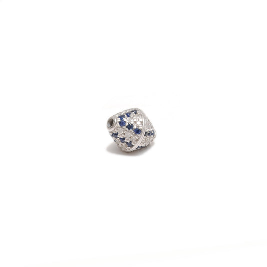 Sterling Silver and Pave Diamond Ruby Blue Sapphire Beads DIY Craft For Jewelry - view 3