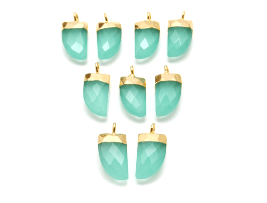 Aqua Chalcedony Tusk Electroplated Gold Plated Bezel Connector - view 3