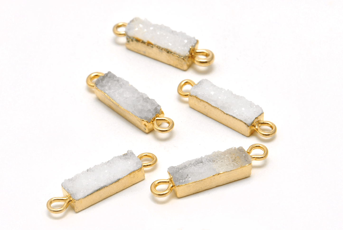 Druzy Quartz Electroplated Double Bail Octagon Bezel Connector