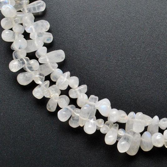 Rainbow Moonstone Plain Drop Gemstone Beads 16" Strand