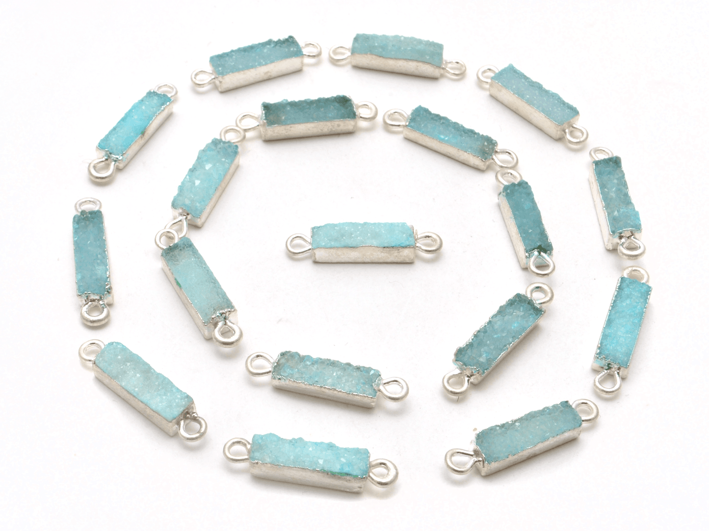 Druzy Quartz Electroplated Gold Plated Octagon Bezel Connector