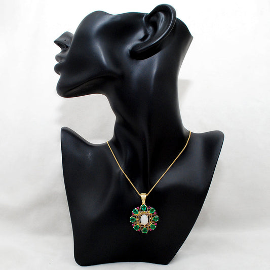 Sterling Silver Pave Set Diamond & Multi-Gemstone Pendant - view 3