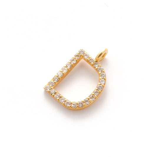 14k Yellow Gold White Diamond D Initial Letter Charm
