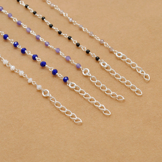 Multi-Stone Sterling Silver Bracelet with Amethyst, Moonstone & More - Sar Gems - Sar Gems