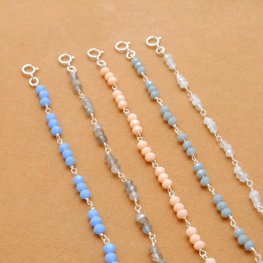 925 Sterling Silver Necklace with Moonstone, Labradorite & Chalcedony Gemstone - Sar Gems
