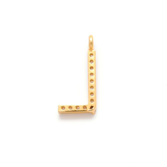 14k Yellow Gold Pave Diamond L Initial Letter Charm - Sar Gems