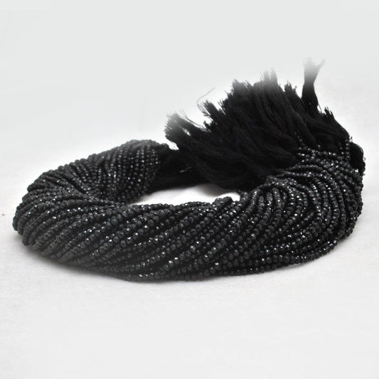 Natural Black Spinel Rondelle Faceted Gemstone Beads 4mm 14"Strand - view 3