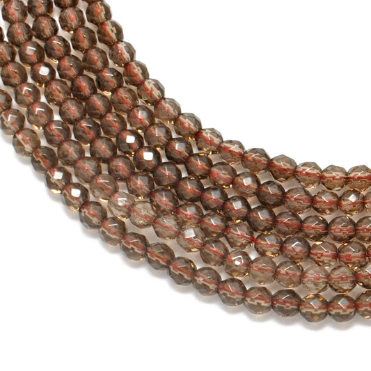Natural Smoky Quartz Round Faceted Gemstone Beads 15" Strand