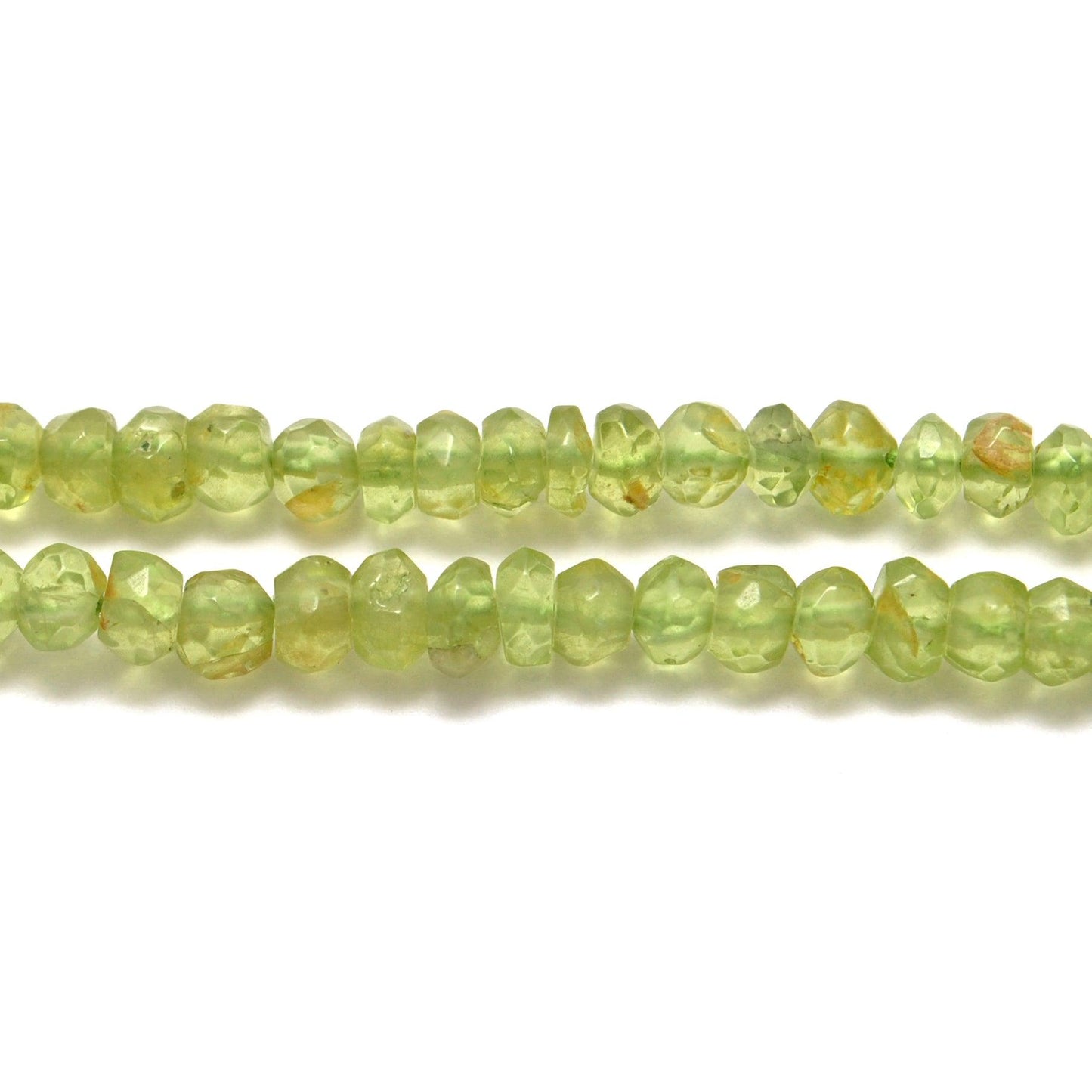 Natural Green Peridot Faceted Rondelle Gemstone Beads 13" Strand