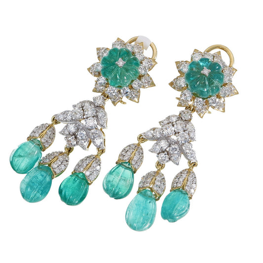 Emerald Blossom Chandelier Earrings