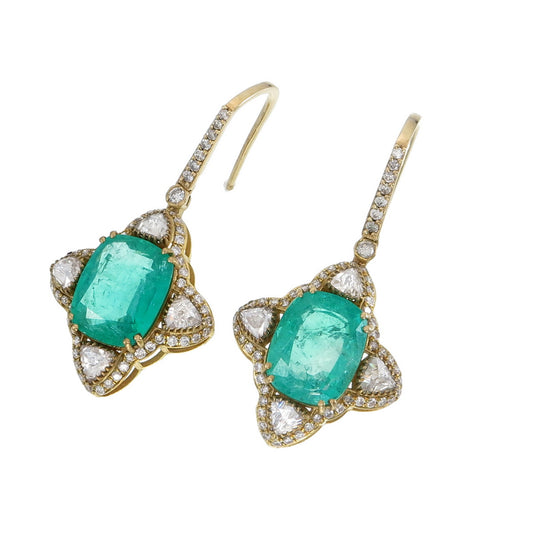 Emerald Lotus Drop Earrings