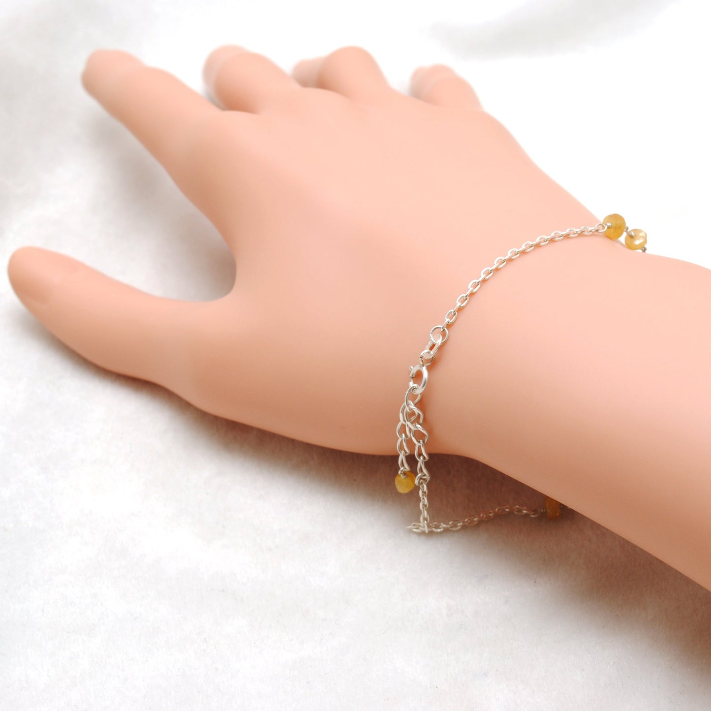 925 Sterling Silver Natural Multi Sapphire Beaded Bracelet