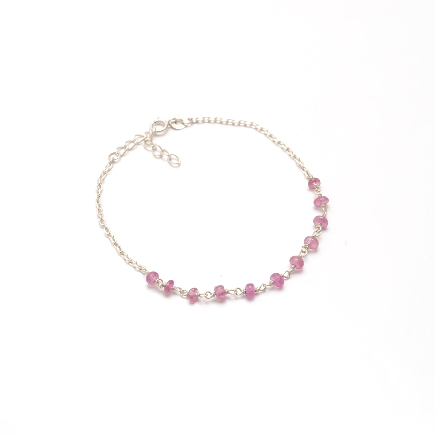 Elegant 8-Inch Sterling Silver Bracelet with 4mm Natural Ruby Beads