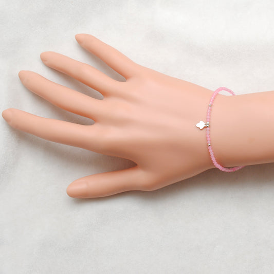 Natural 2.5mm Pink Chalcedony Beaded 8" Bracelet