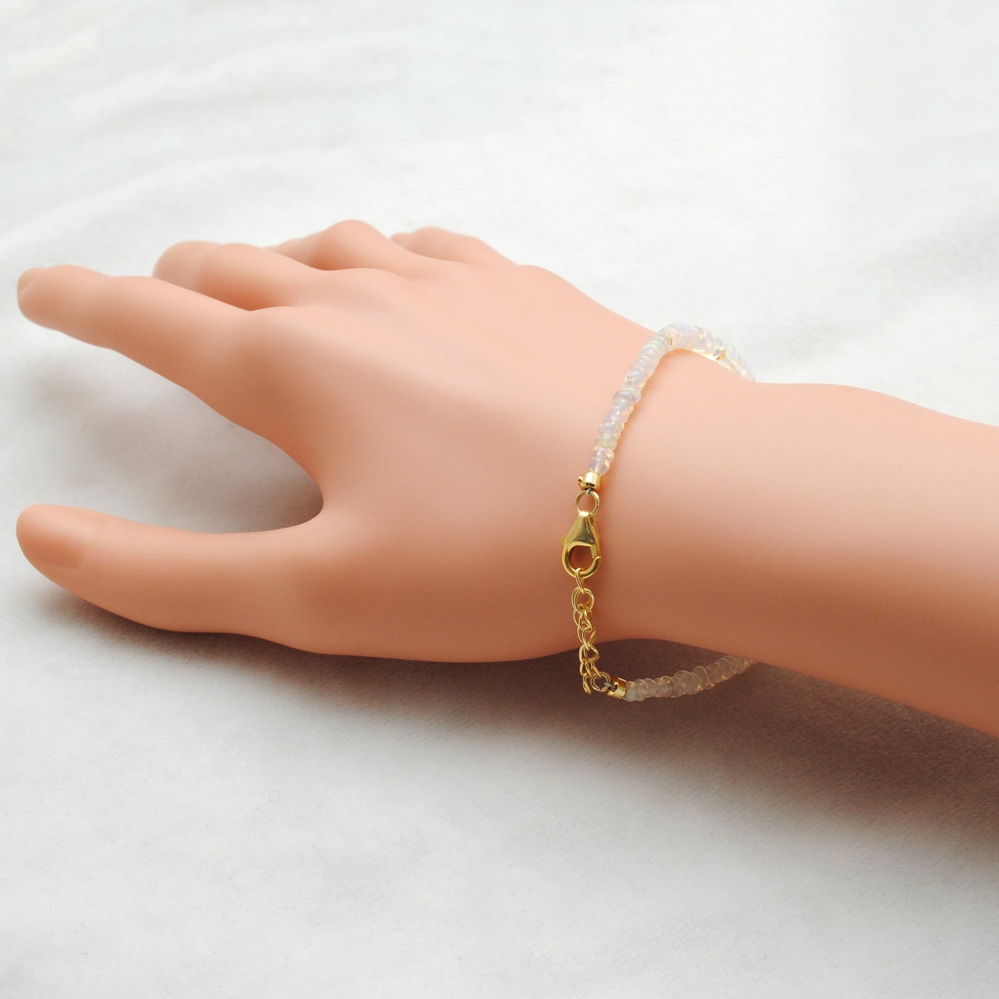 925 Sterling Silver Ethiopian Opal & Pearl Beaded Bracelet