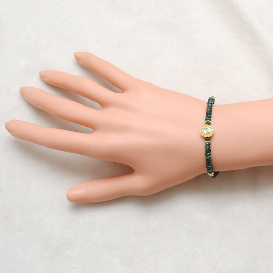 925 Sterling Silver Emerald & Diamond Bracelet – Handmade Gemstone Jewelry