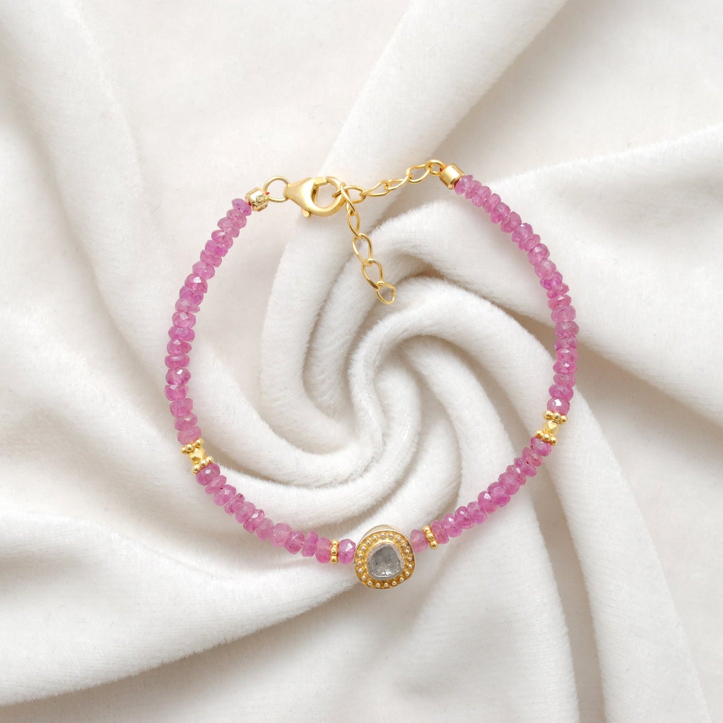 925 Sterling Silver Ruby & Diamond Bracelet – Red Gemstone Jewelry Gift for Her