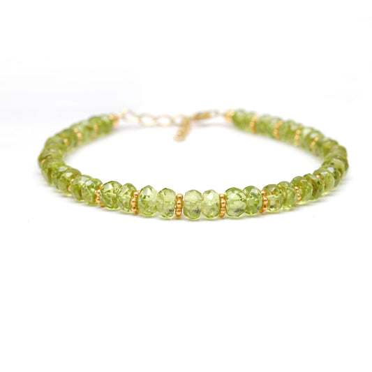 925 Sterling Silver Natural Peridot Beaded Bracelet – 8 Inch Gemstone Jewelry - view 3