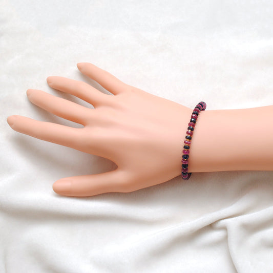 925 Sterling Silver Ruby & Multi-Sapphire Beaded Bracelet