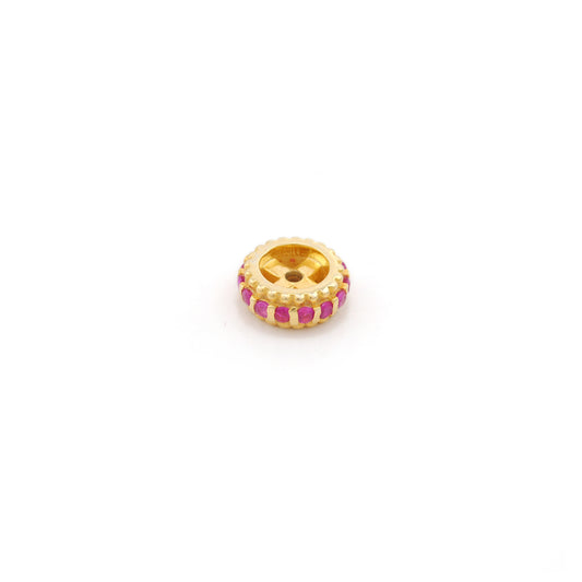 9mm Gemstone & Diamond Rondelle Spacer Bead, Silver or 9k/14k/18k Gold - view 3