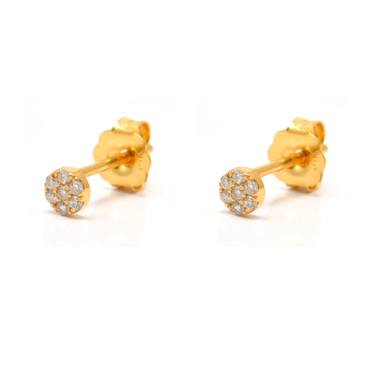 14k Solid Yellow Gold Pave Diamond Stud Earrings - Sar Gems