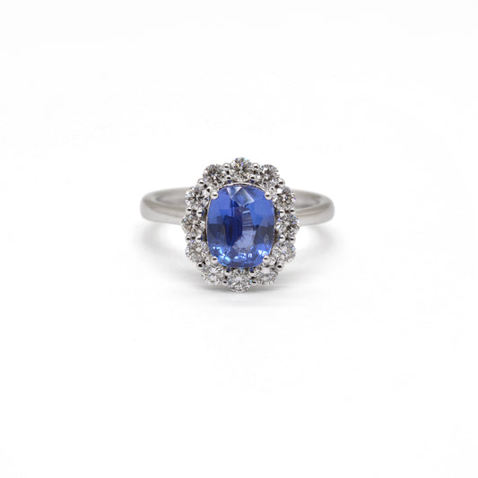 Blue Sapphire & CZ 18k Solid Gold Statement Ring – 7US - view 3