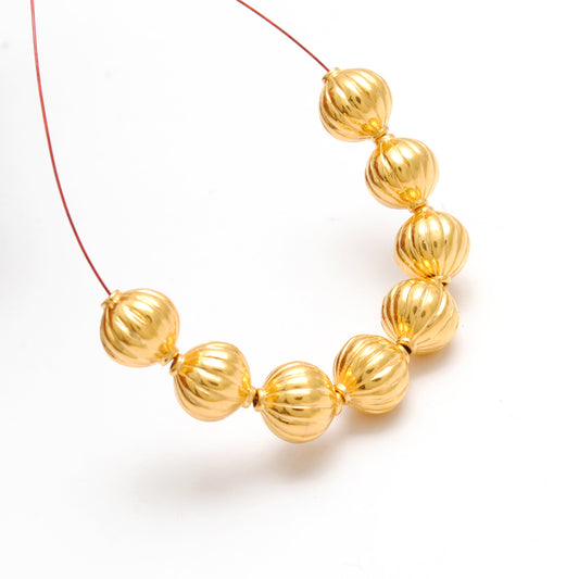 18 Carat Solid Yellow Gold Corrugated Gold Spacer Bead Components 8x9mm