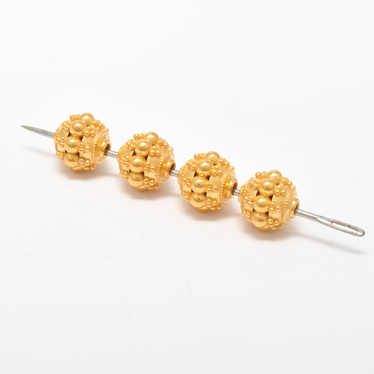 9.5mm 18K Gold Indian Style Rondelle Spacer Beads Findings