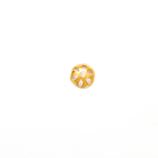 Floral 18 Karat Gold Bead Cap Plain Findings Craft 8mm for Elegant Jewelry Designs