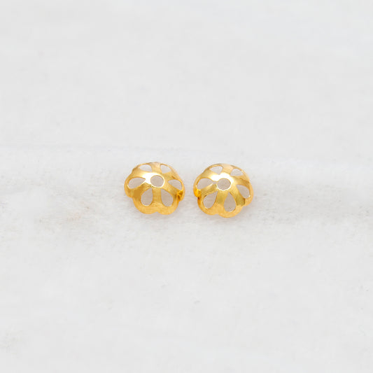 Floral 18 Karat Gold Bead Cap Plain Findings Craft 8mm for Elegant Jewelry Designs - view 3