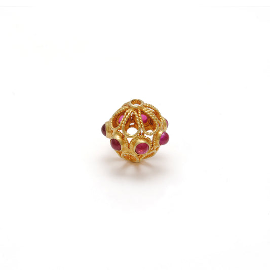18 Carat Gold Ruby Fancy Spacer Beads 12mm - view 3