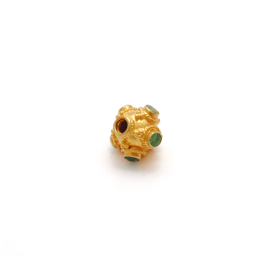 18K Gold Stone Studded Rondelle Beads 7.5mm