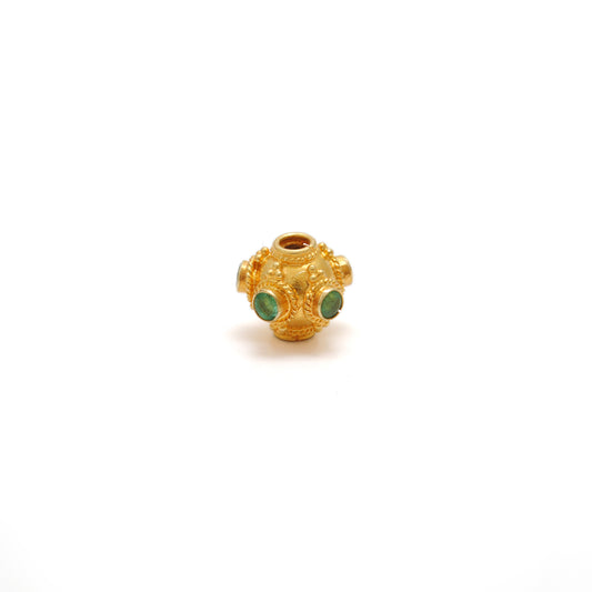 18K Gold Stone Studded Rondelle Beads 7.5mm - view 3