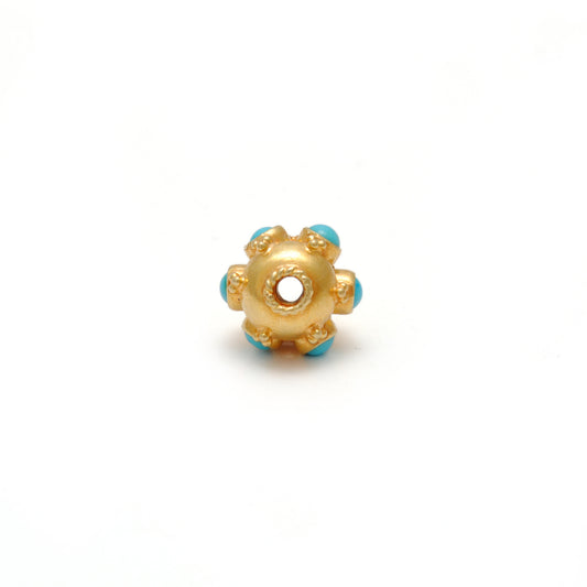 18 Carat Gold Turquoise Wheel Spacer Bead 9mm - view 3