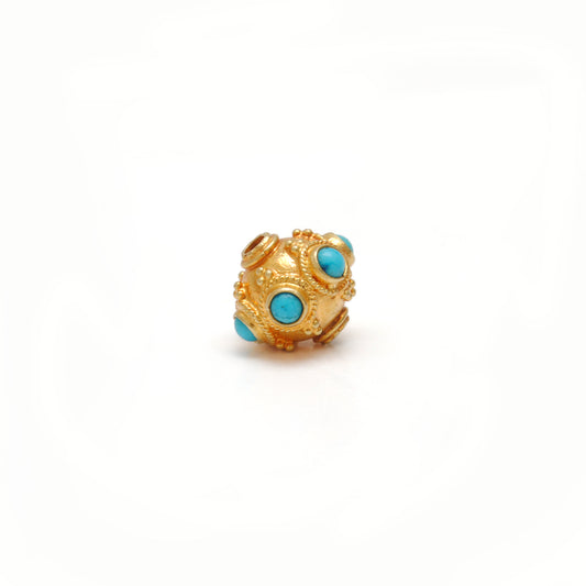 9mm 18 Carat Gold Turquoise Spacer Beads