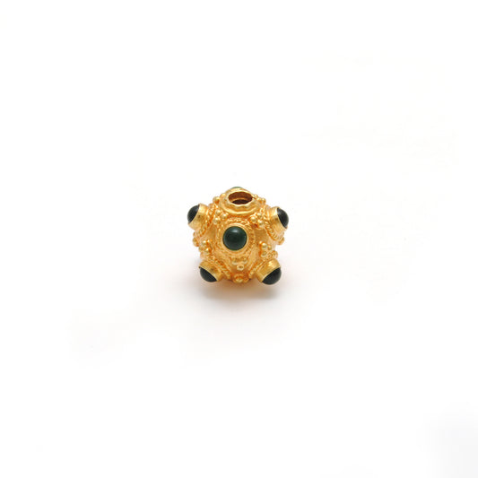 18K Gold Emerald Ball Spacer Beads 8mm - view 3