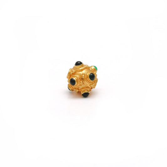 18K Gold Emerald Ball Spacer Beads 8mm