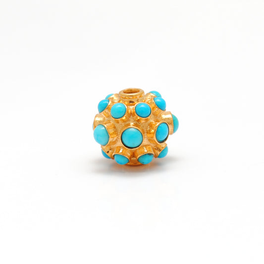 18 Karat Gold 9mm Turquoise Ball Spacer Beads