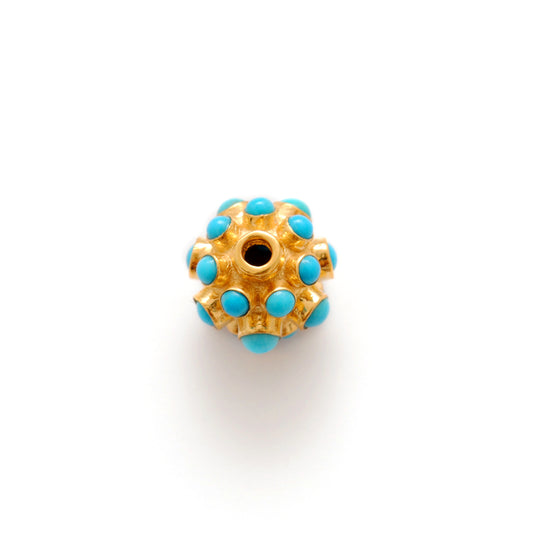 18 Karat Gold 9mm Turquoise Ball Spacer Beads - view 3