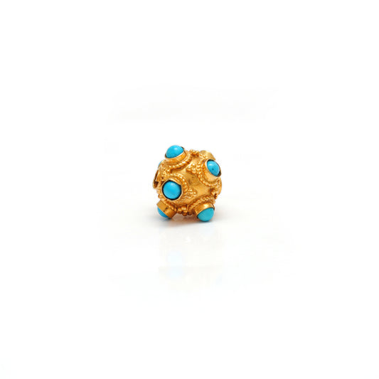 18K Gold Turquoise Spacer Beads 8mm