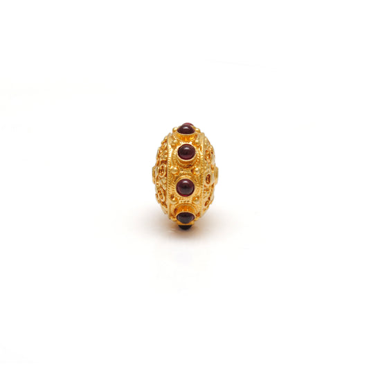 18KTT Gold Ruby Wheel Spacer Beads 14x10mm - view 3