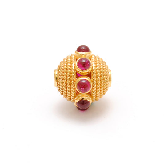 18K Gold Ruby Round Spacer Beads