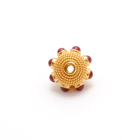 18K Gold Ruby Round Spacer Beads - view 3